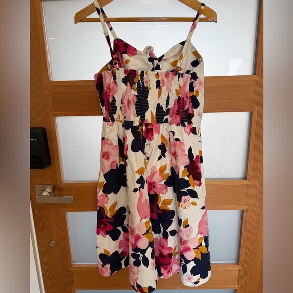 Old Navy Women's Multi Pink Floral Tie-Front Linen Viscose Mini Dress‎ Large EUC - Picture 4 of 13